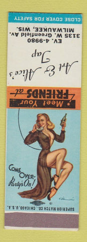 Matchbook Cover - Art & Alice's Tap Bar Milwaukee WI pinup SAMPLE