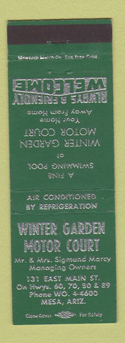 Matchbook Cover - Winter Garden Motor Court Mesa AZ