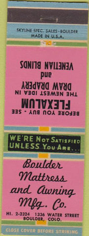 Matchbook Cover - Boulder Mattress Co Awning CO