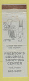 Matchbook Cover - Preston's Colonial Shopping Center York PA