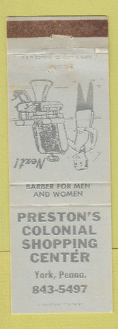 Matchbook Cover - Preston's Colonial Shopping Center York PA
