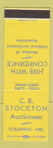 Matchbook Cover - CB Stockton Auctioneer Columbus AR SAMPLE