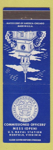 Matchbook Cover - Officers' Mess US Naval Station Norfolk VA