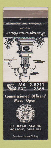 Matchbook Cover - Officers' Mess US Naval Station Norfolk VA #2