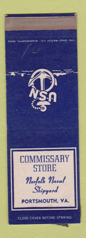 Matchbook Cover - Commissary Store Norfolk Naval Shipyard Portsmouth VA SAMPLE
