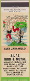 Matchbook Cover - Al's Iron Metal Denver CO hillbilly