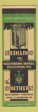 Matchbook Cover - Southern Hotel Baltimore MD