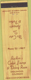 Matchbook Cover - Bucklen's Cedar Lounge Englewood CO