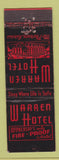 Matchbook Cover - Warren Hotel McPherson KS feature