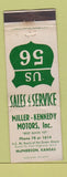 Matchbook Cover - Miller Kennedy Motors Buick McPherson KS WORN