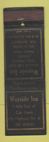 Matchbook Cover - Wayside Inn Des Moines IA STAR WEAR