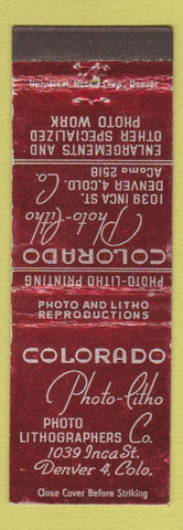 Matchbook Cover - Colorado Photo Litho Denver Colorado