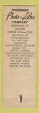Matchbook Cover - Colorado Photo Litho Denver Colorado