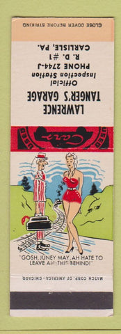 Matchbook Cover - Lawrence Tanger's Garage Carlisle PA hillbilly #2