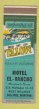 Matchbook Cover - Motel El Rancho Billings MT