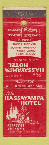 Matchbook Cover - Hassayampa Hotel Prescott AZ