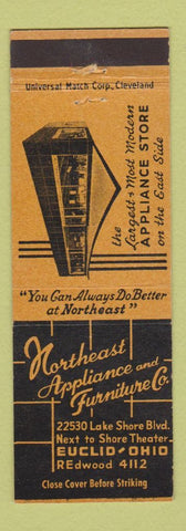 Matchbook Cover - Northeast Appliance and Furniture Euclid OH
