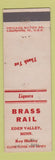 Matchbook Cover - Brass Rail Eden Valley MN Roy Hickey