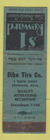 Matchbook Cover - Dike Tire Company Stoneham MA WORN