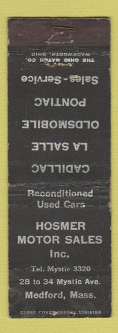 Matchbook Cover - Hosmer Motors Cadillac Pontiac Medford MA WORN