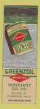 Matchbook Cover - Greenzoil oil gas University Cambridge MA WEAR