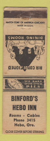Matchbook Cover - Binford's Hebo Inn Hebo OR WEAR