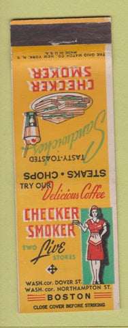 Matchbook Cover - Checker Smoker Restaurant Boston MA girlie