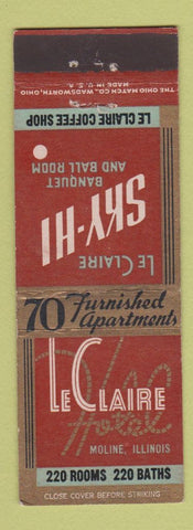 Matchbook Cover - Le Claire Hotel Moline IL