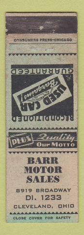 Matchbook Cover - Barr Motor Sales Cleveland OH