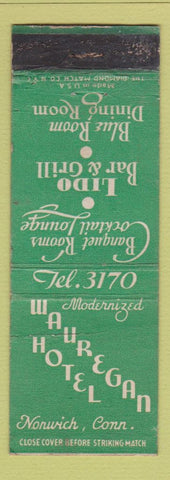 Matchbook Cover - Wauregan HOTel Norwich CT WEAR