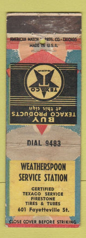 Matchbook Cover - Texaco oil gas Weatherspoon WEAR