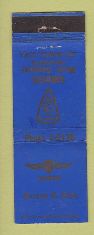 Matchbook Cover - Dodge Sanders Motors Des Moines IA WEAR