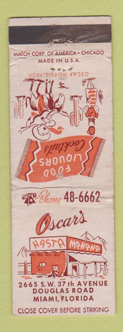 Matchbook Cover - Oscar's Hasta Manana Miami FL WEAR