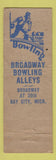 Matchbook Cover - Broadway Recreation Art Narlock Bay City MI WORN