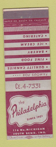 Matchbook Cover - Philadelphia Restaurant South Bend IN