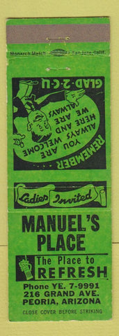 Matchbook Cover - Manuel's Place Peoria IL