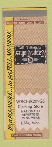 Matchbook Cover - Capps Men's Clothes Weicherdings Fulda MN