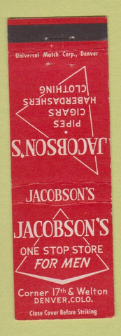 Matchbook Cover - Jacobson's Men's Clothes Denver Colorado