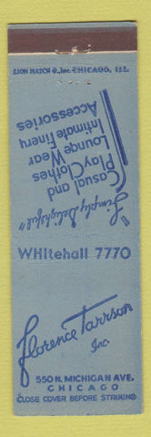 Matchbook Cover - Florence Tarrson Chicago IL Women's Clothes