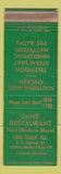 Matchbook Cover - Gans Restaurant Lake Bluff IL SAMPLE WEAR