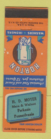 Matchbook Cover - Horton Washers Ironers HD Moyer Perkasie PA