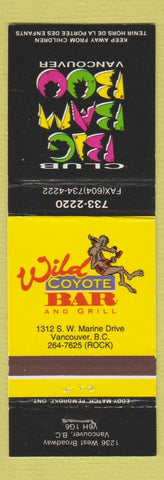 Matchbook Cover - Wild Coyote Bar Vancouver BC Big Bam Boo Club