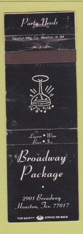 Matchbook Cover - Broadway Package Liquor Houston TX WEAR
