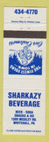 Matchbook Cover - Sharkazy Beverage Whitehall PA
