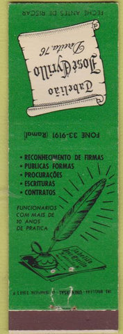 Matchbook Cover - Tabeliao Jose Cyrillo Contracts forms Brazil