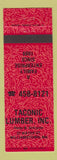Matchbook Cover - Taconic Lumber Williamstown MA RED