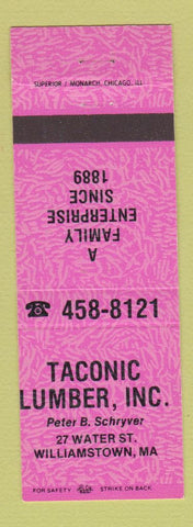 Matchbook Cover - Taconic Lumber Williamstown MA PINK