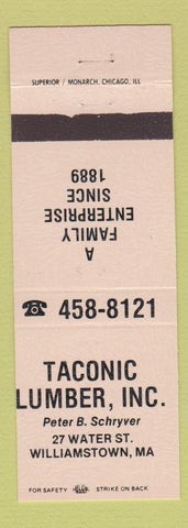 Matchbook Cover - Taconic Lumber Williamstown MA PEACH