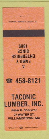 Matchbook Cover - Taconic Lumber Williamstown MA ORANGE