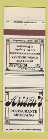 Matchbook Cover - Arisa's Restaurant Mexican